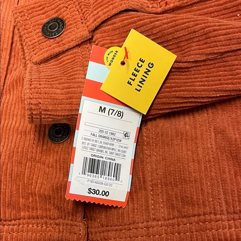 NWT Cat & Jack Rust Corduroy Jacket with Sherpa Collar - Picture 4 of 6